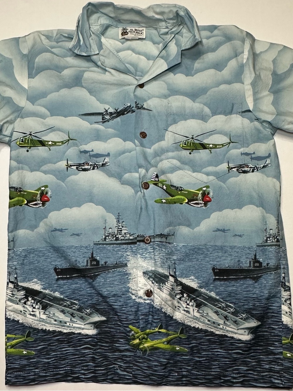 Aloha Republic Vintage WWII Military Hawaiian Shirt S